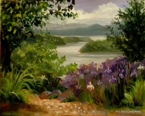 Original oil painting of Lake Chatuge in the Tusquittee Mountains